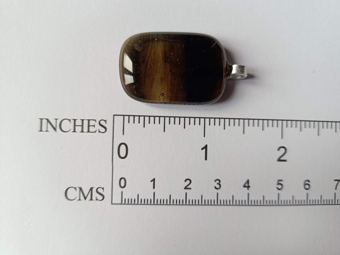 Handmade fused transparent brown glass pendant necklace, minimal jewellery, gift for him or her, letterbox gift