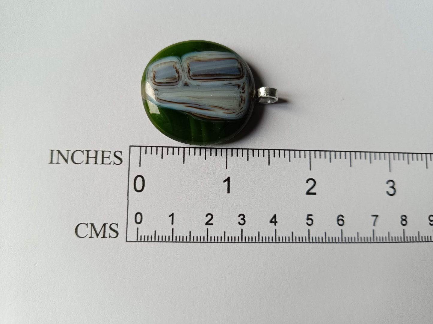 Handmade fused transparent green glass pendant necklace, minimal jewellery, gift for him or her, letterbox gift