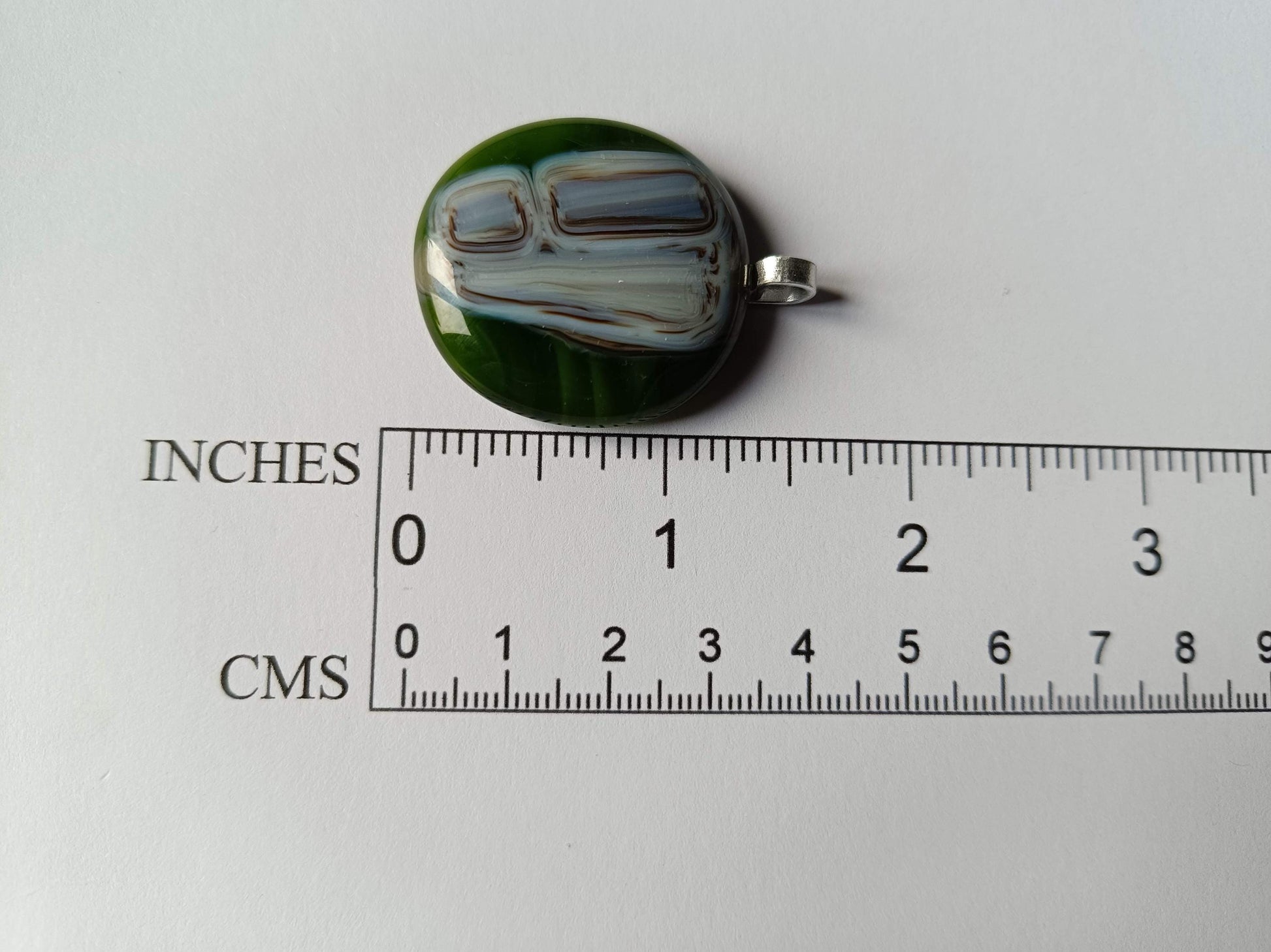 Handmade fused transparent green glass pendant necklace, minimal jewellery, gift for him or her, letterbox gift