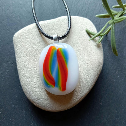 Handmade Multi Coloured Glass Pendant Necklace with Cord Necklace