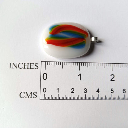 Handmade Multi Coloured Glass Pendant Necklace with Cord Necklace