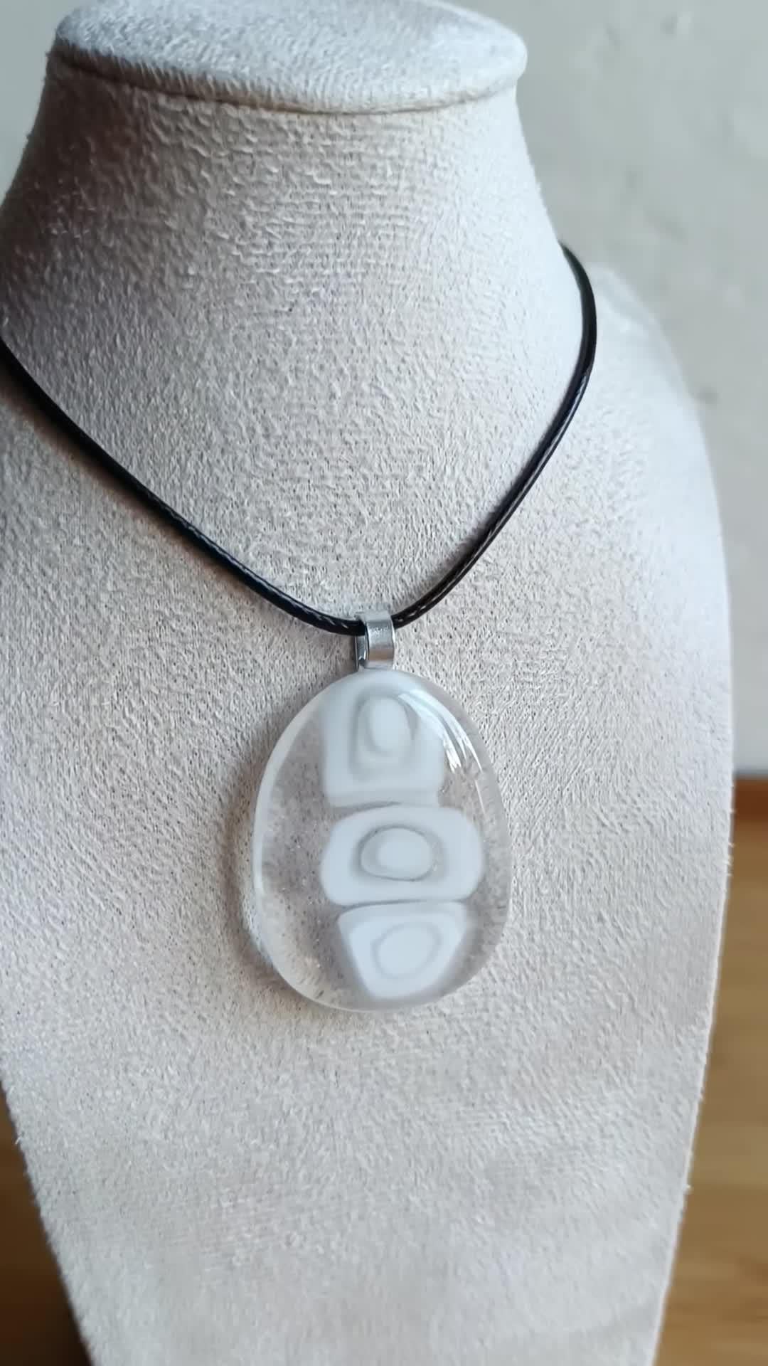 Fused Glass Pendant Necklace - Handmade Jewellery - Letterbox Gift - Handmade One off Funky Gender Neutral Gift