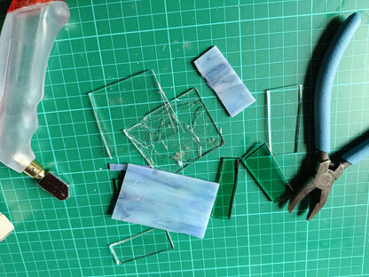 Natural tones black fused glass pendant necklace, handmade jewellery - BlixxiCreations