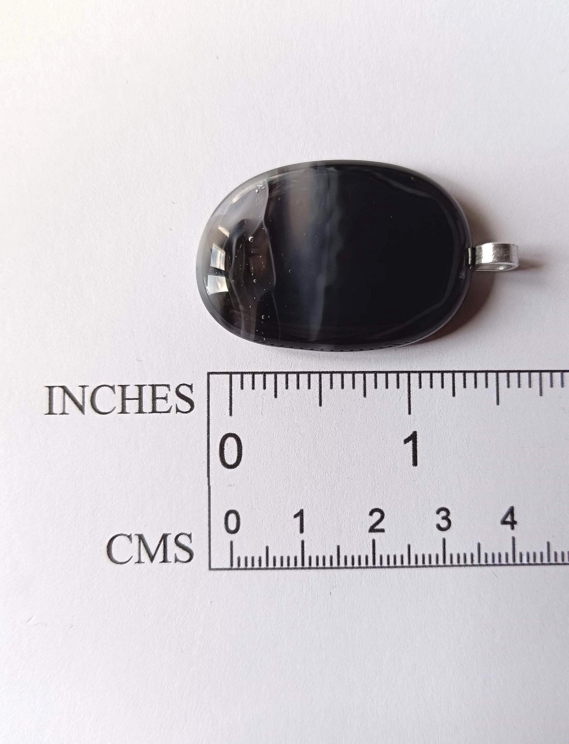 Natural tones black fused glass pendant necklace, handmade jewellery - BlixxiCreations