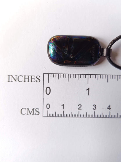 Dichroic fused glass pendant with cord necklace, handmade jewellery - BlixxiCreations