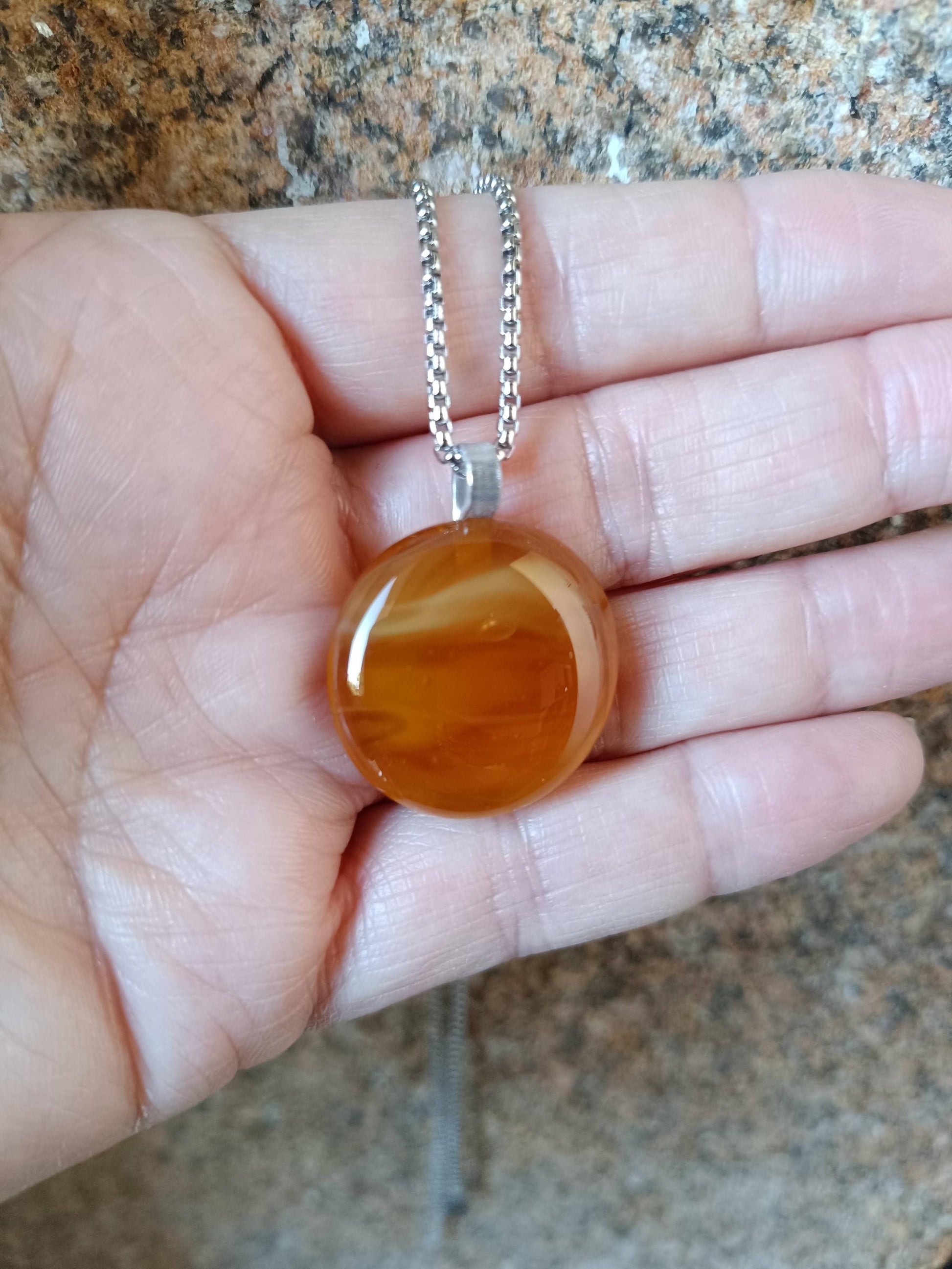 Fused Glass Pendant with Necklace made with transparent glass - funky jewellery - unique gender-neutral gift - easy to mail letterbox gift