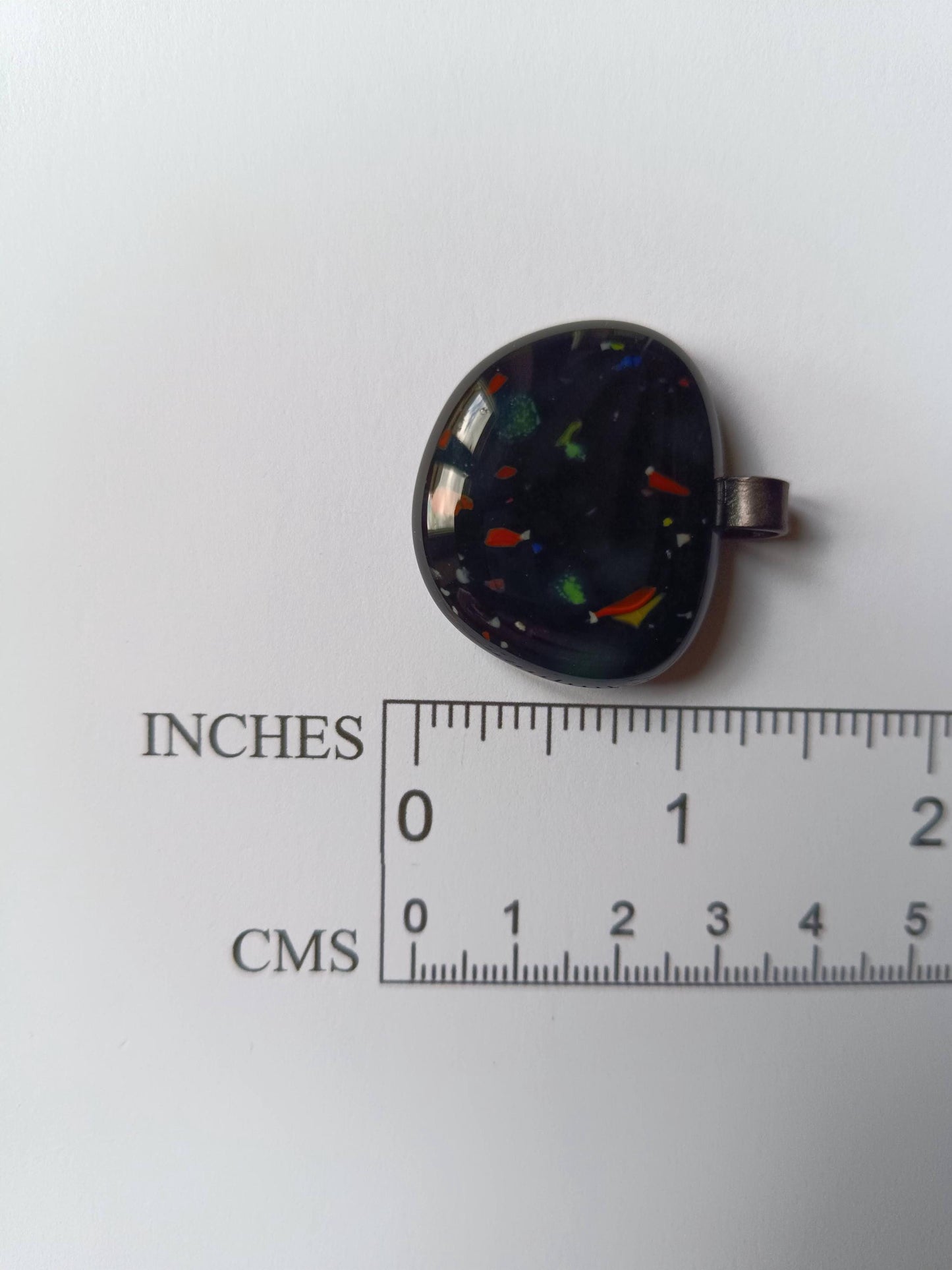 Speckled black glass necklace pendant, handmade jewelry created from an old marble - BlixxiCreations