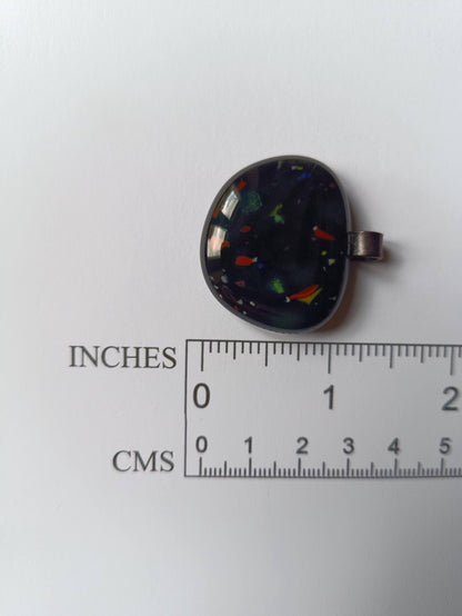 Speckled black glass necklace pendant, handmade jewelry created from an old marble - BlixxiCreations