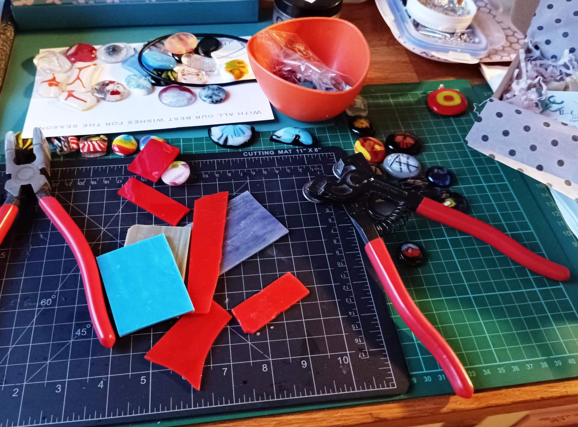 Turquoise blue handcrafted fused glass pendant with necklace, gift box, a bespoke gift for her