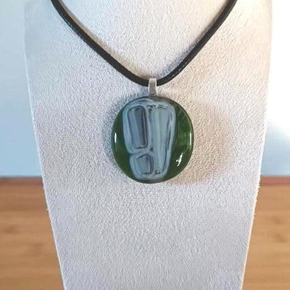 Handmade fused transparent green glass pendant necklace, minimal jewellery, gift for him or her, letterbox gift