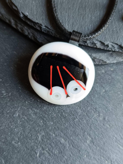 Handmade fused funky glass abstract pendant necklace, gender-neutral gift, easy to mail birthday present, original unique gift idea