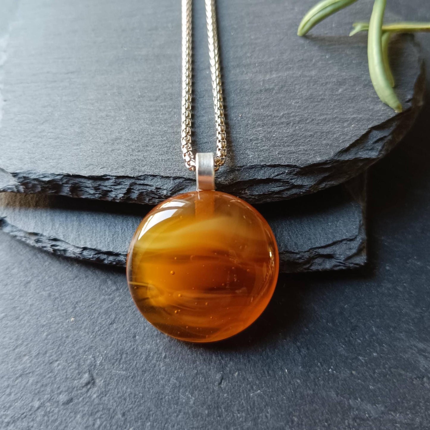 Fused Glass Pendant with Necklace made with transparent glass - funky jewellery - unique gender-neutral gift - easy to mail letterbox gift