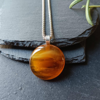 Fused Glass Pendant with Necklace made with transparent glass - funky jewellery - unique gender-neutral gift - easy to mail letterbox gift