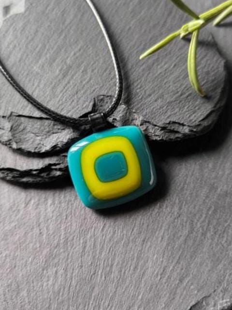 Handcrafted Vibrant Funky Glass Pendant Necklace - Unique Gender Neutral Statement Jewellery - Letterbox Gift - Best gift for her