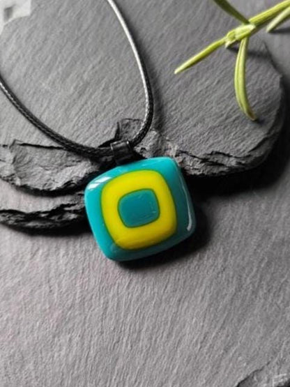 Handcrafted Vibrant Funky Glass Pendant Necklace - Unique Gender Neutral Statement Jewellery - Letterbox Gift - Best gift for her