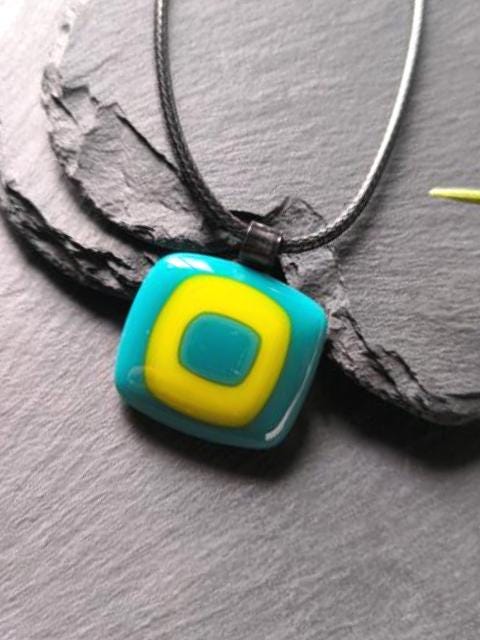 Handcrafted Vibrant Funky Glass Pendant Necklace - Unique Gender Neutral Statement Jewellery - Letterbox Gift - Best gift for her