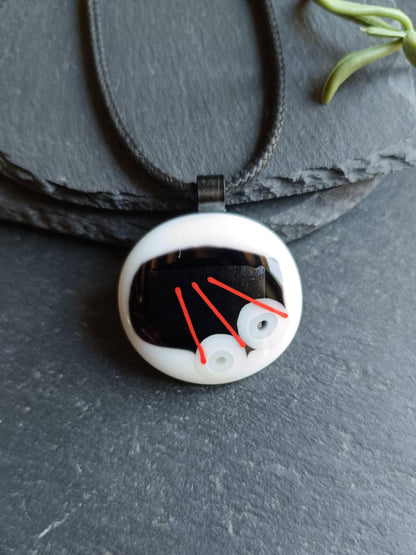 Handmade fused funky glass abstract pendant necklace, gender-neutral gift, easy to mail birthday present, original unique gift idea