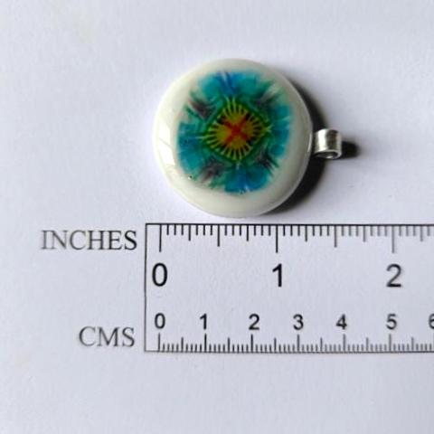 Multicoloured Handmade Flower inspired Fused Glass Pendant Necklace - Festival Jewellery - Gift for her, Easy to Mail Gift