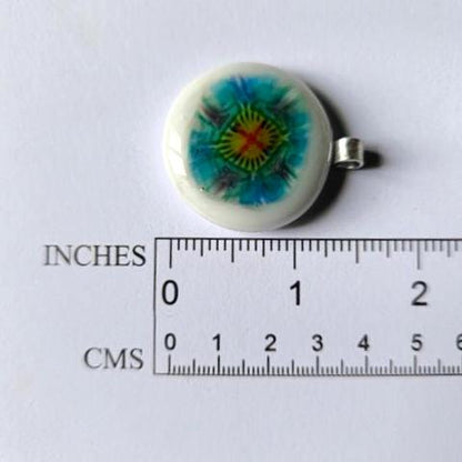 Multicoloured Handmade Flower inspired Fused Glass Pendant Necklace - Festival Jewellery - Gift for her, Easy to Mail Gift