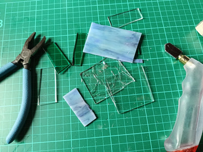 Fused Glass Abstract Pendant with necklace, handmade jewellery