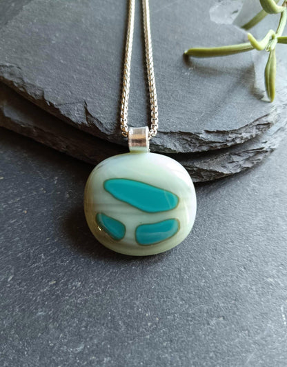 Fused Glass Abstract Pendant with necklace, handmade jewellery