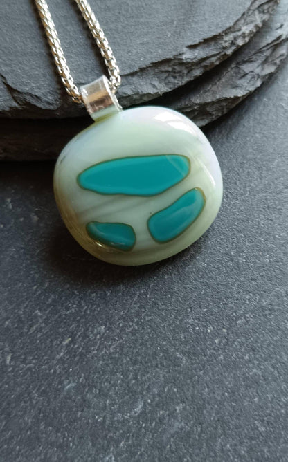Fused Glass Abstract Pendant with necklace, handmade jewellery
