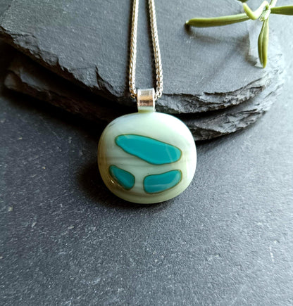 Fused Glass Abstract Pendant with necklace, handmade jewellery