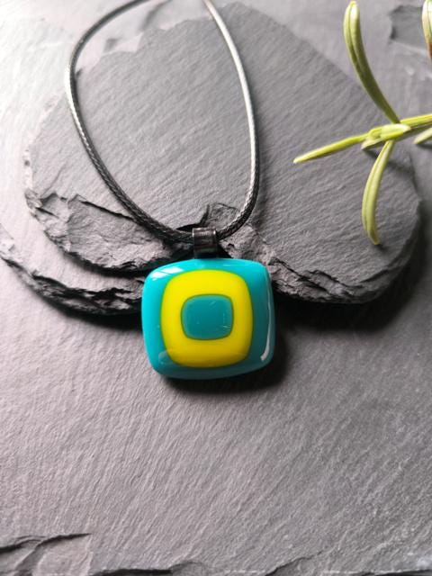Handcrafted Vibrant Funky Glass Pendant Necklace - Unique Gender Neutral Statement Jewellery - Letterbox Gift - Best gift for her