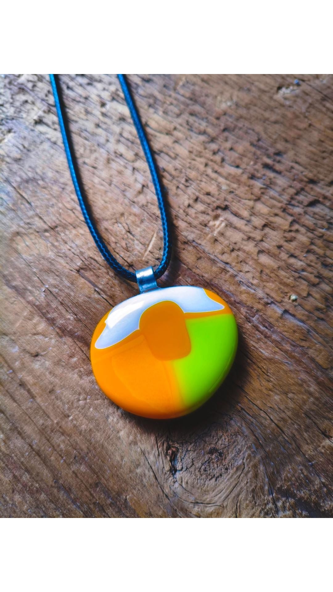 Large handcrafted bright glass pendant necklace, funky hippie necklace, unique statement piece, easy to mail, summer jewelry, gift for her