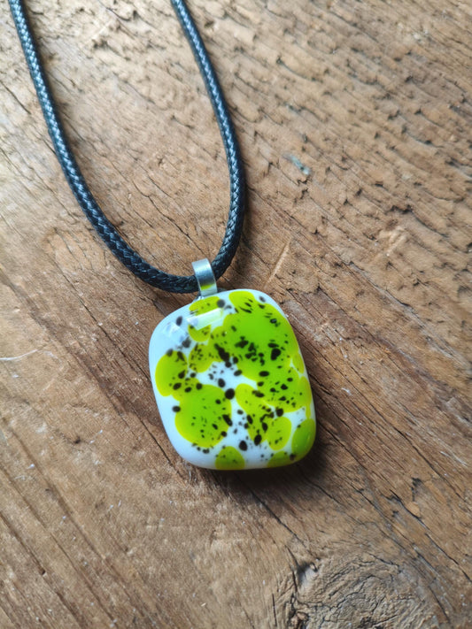 Handcrafted Speckled Melted Glass Pendant Necklace - Unique Statement Jewellery - Letterbox Gift - One off Funky Gift for Her
