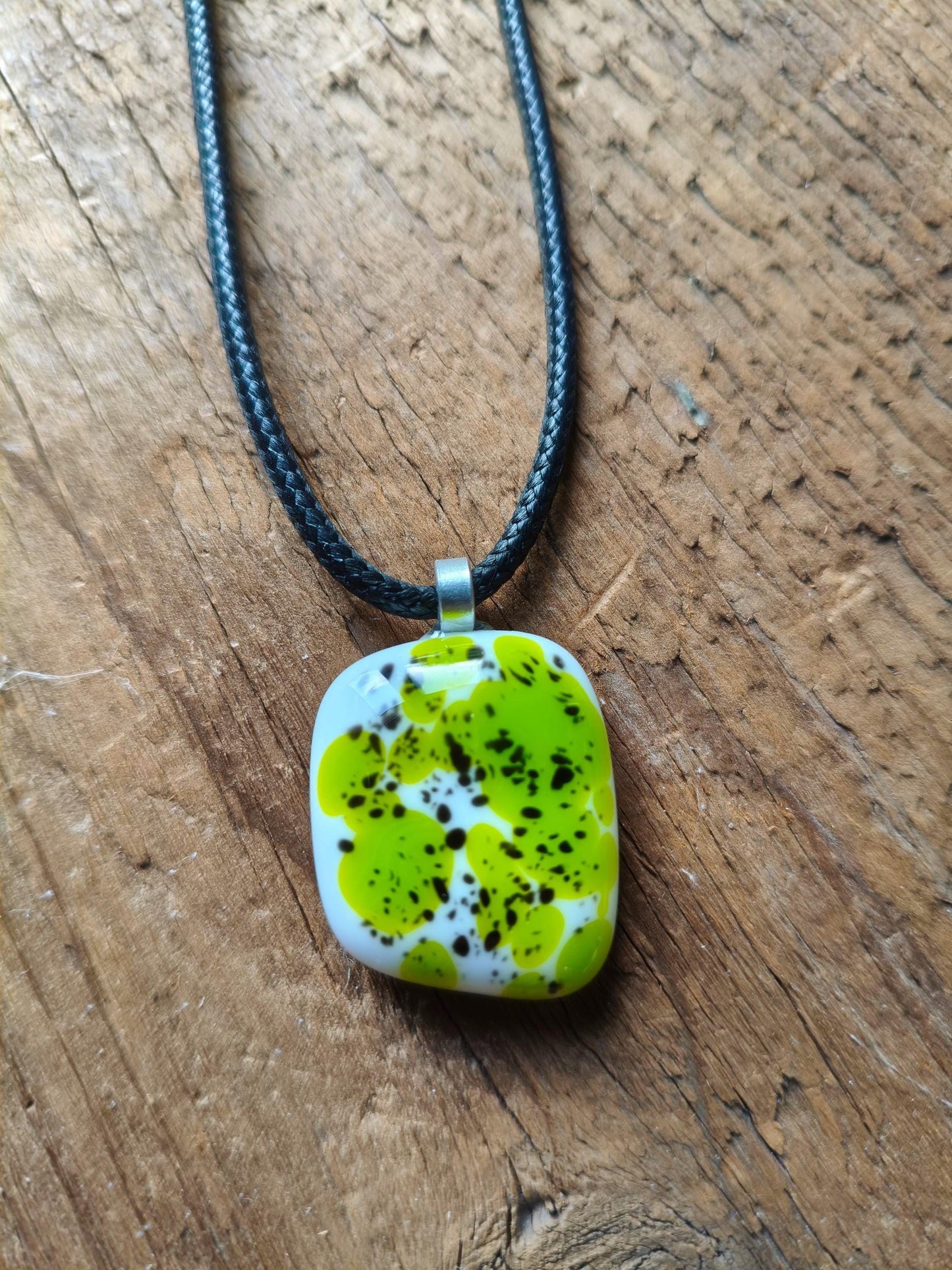 Handcrafted Speckled Melted Glass Pendant Necklace - Unique Statement Jewellery - Letterbox Gift - One off Funky Gift for Her