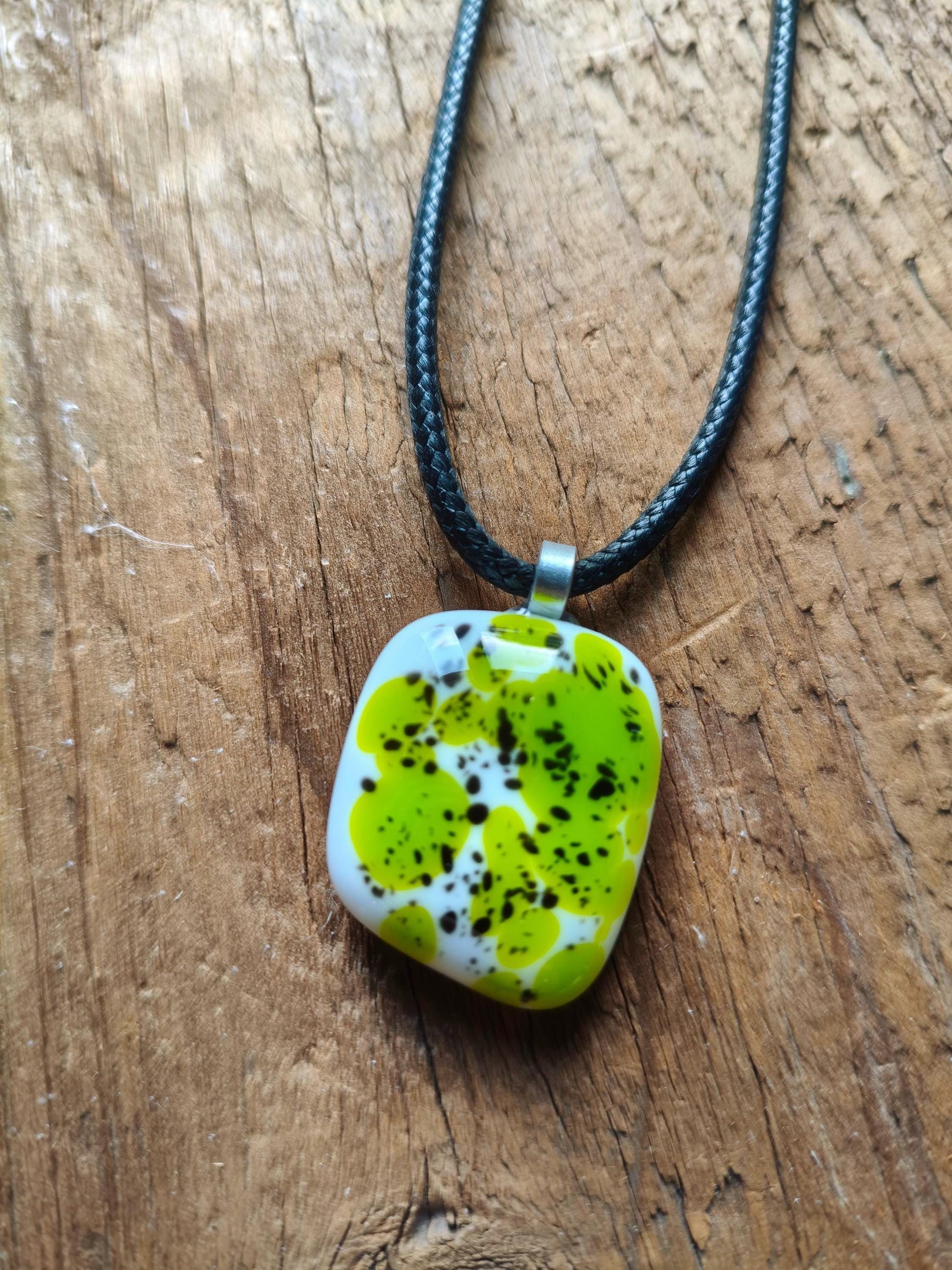 Handcrafted Speckled Melted Glass Pendant Necklace - Unique Statement Jewellery - Letterbox Gift - One off Funky Gift for Her