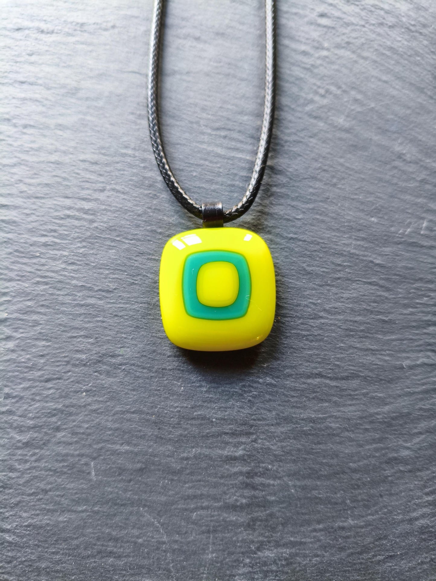 Handmade vibrant colourful fused glass pendant necklace, unique gift for her, funky hippie summer necklace, easy to mail idea