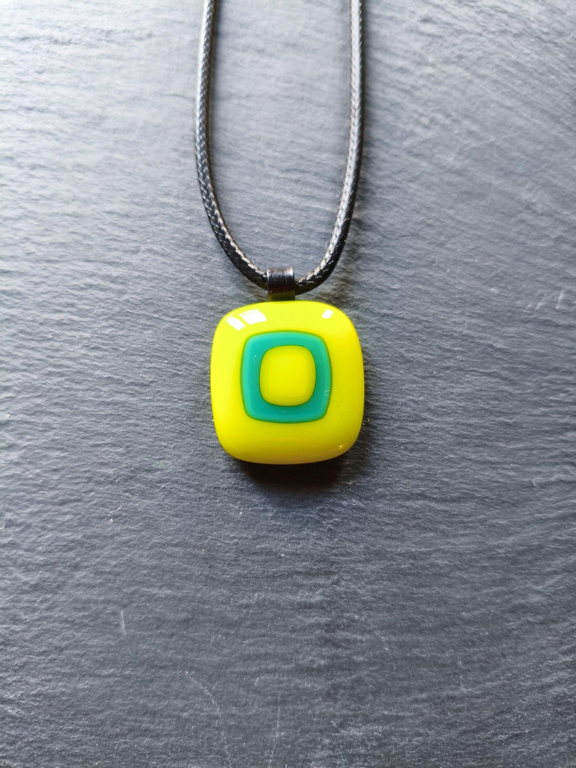 Handmade vibrant colourful fused glass pendant necklace, unique gift for her, funky hippie summer necklace, easy to mail idea