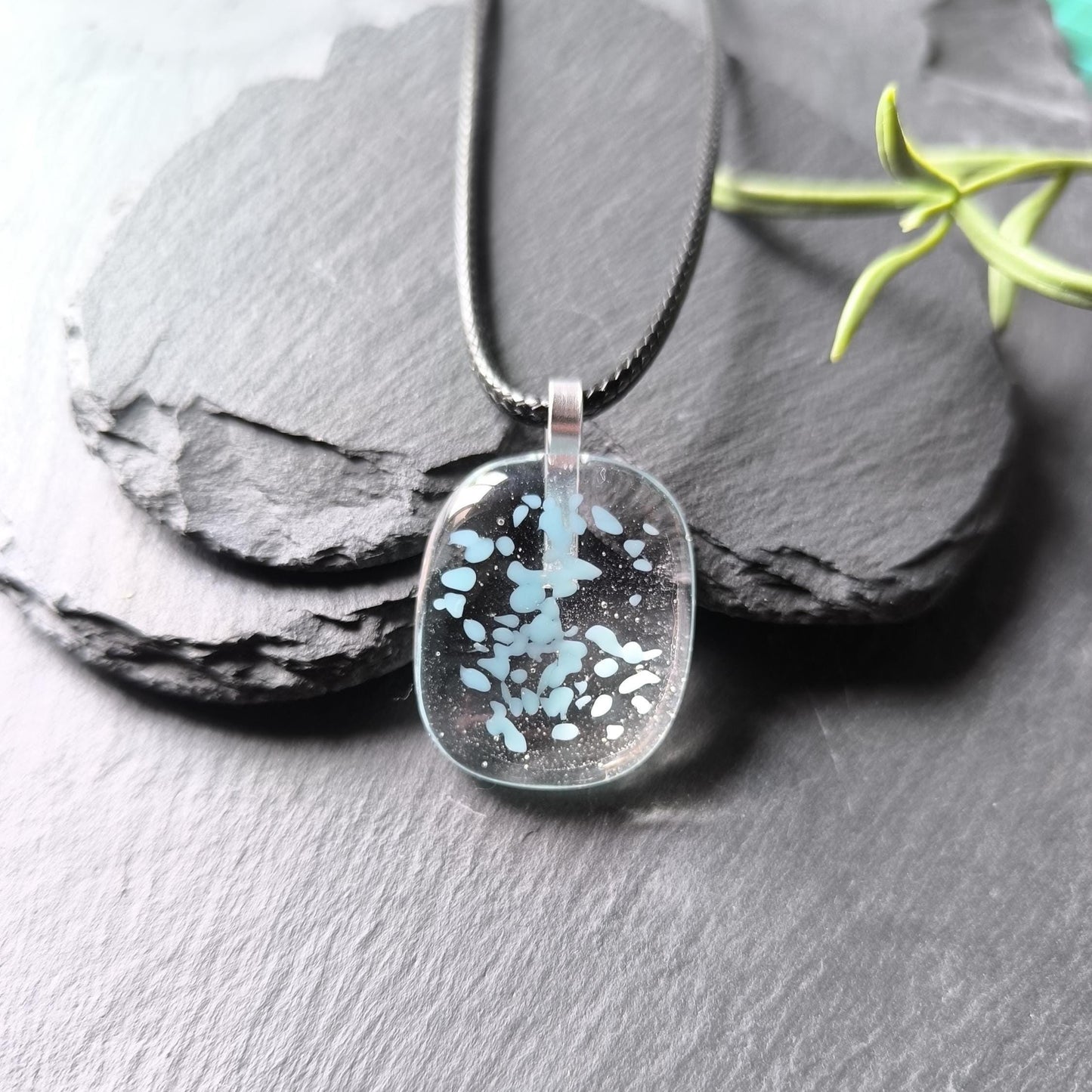 Transparent Glass Pendant Necklace - Handmade Jewellery - Letterbox Gift - Handmade One off Funky Gender Neutral Gift