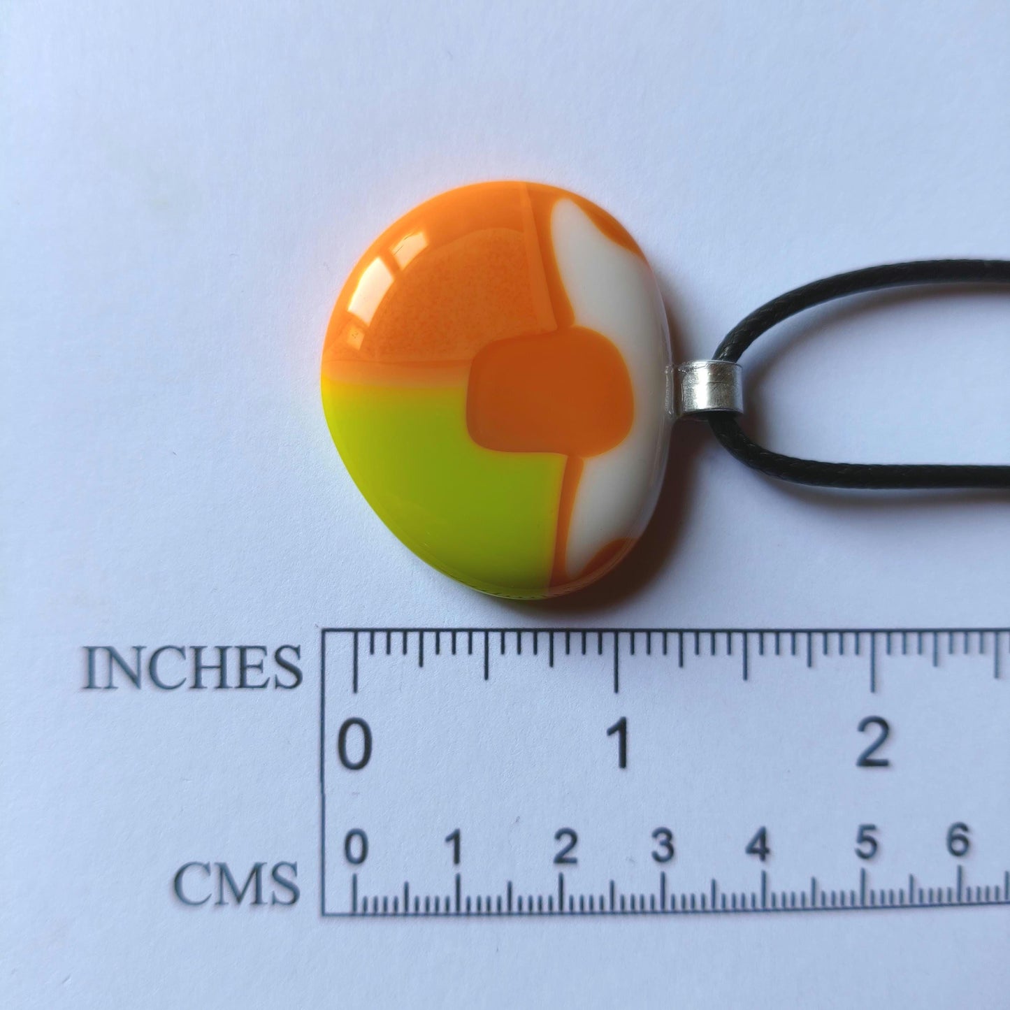 Large handcrafted bright glass pendant necklace, funky hippie necklace, unique statement piece, easy to mail, summer jewelry, gift for her