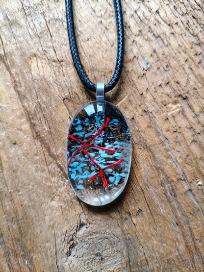 Handmade Elegant Transparent Glass Pendant with Necklace