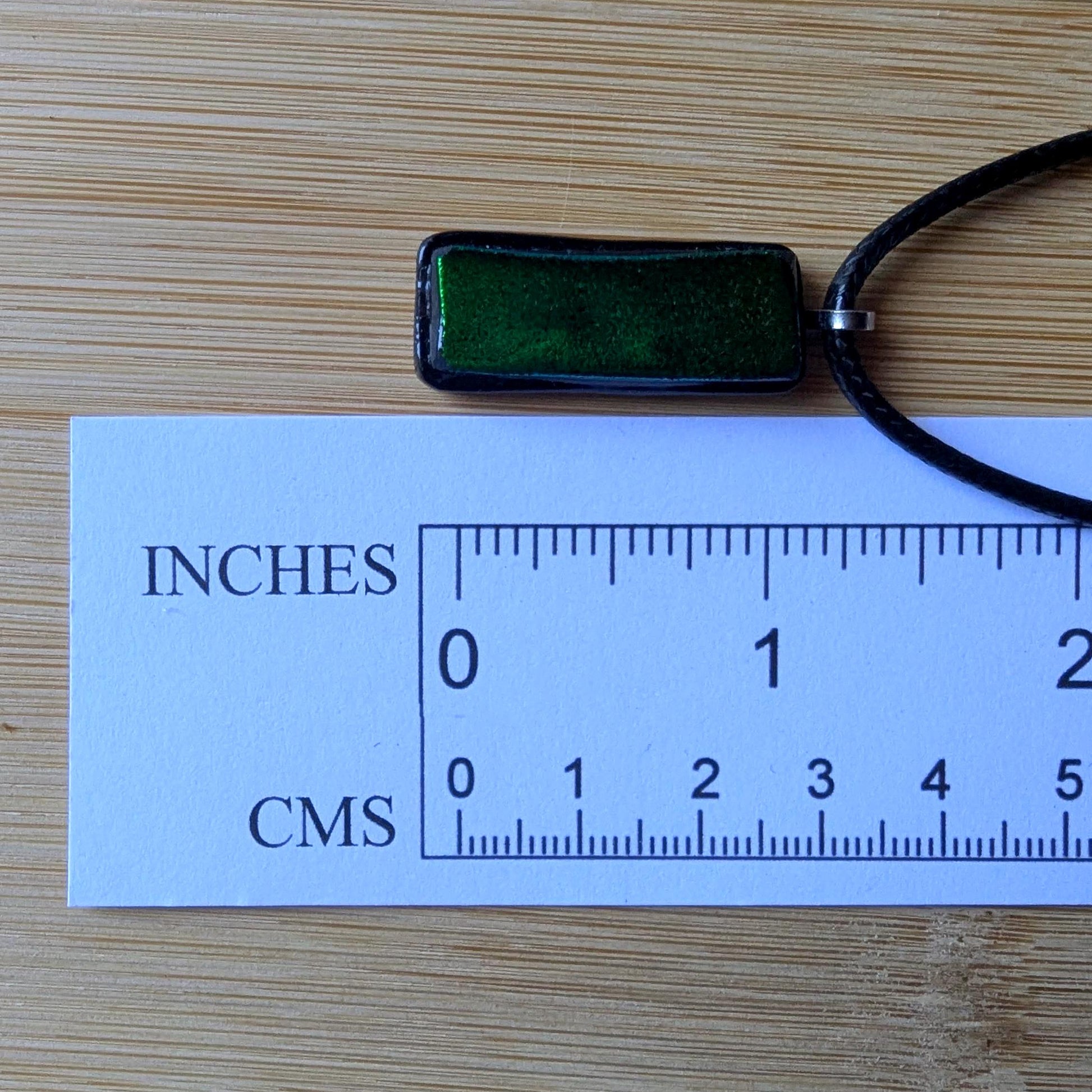 Handcrafted Green Dichroic Glass Pendant with two necklaces