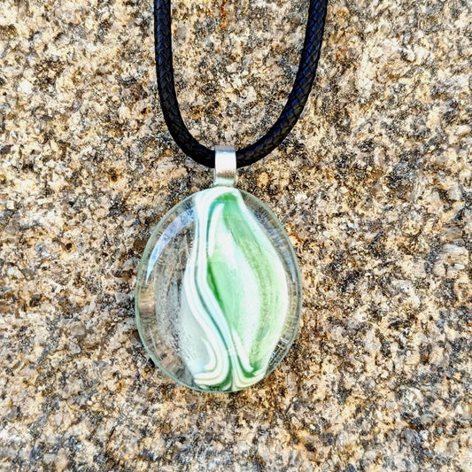 green fused glass pendant