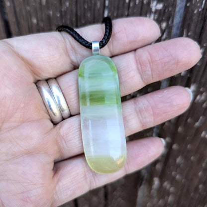 Handmade green fused glass pendant necklace, birthday gift, Boho chic, artisan jewellery gift, Boho Chic Fused Glass Pendant Necklace - BlixxiCreations