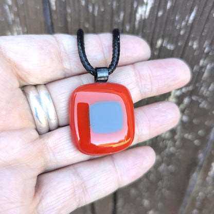 Handcrafted Red Funky Glass Pendant Necklace - Unique Gender Neutral Statement Jewellery - Letterbox Gift - Best gift for her
