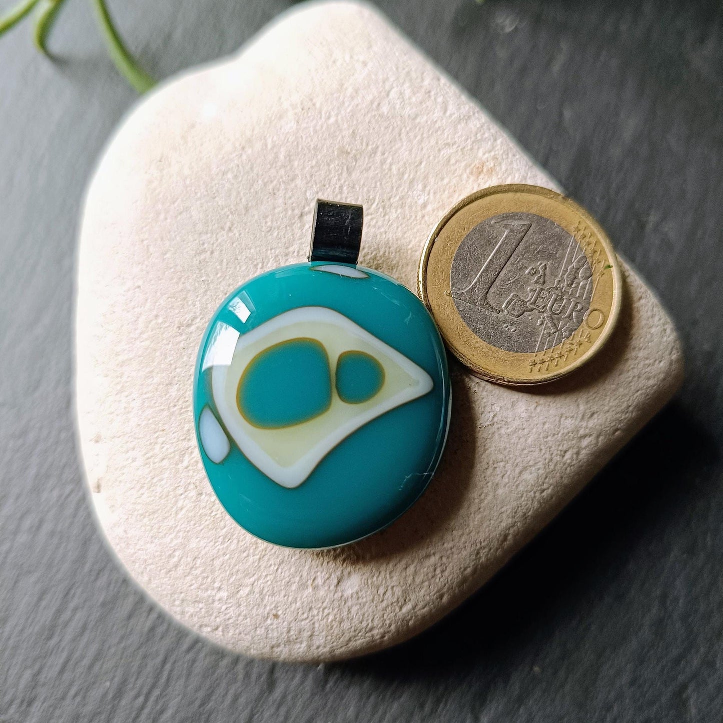 Fused glass abstract design pendant necklace, ideal birthday gift, unique artisan jewellery, gift for male or female - BlixxiCreations