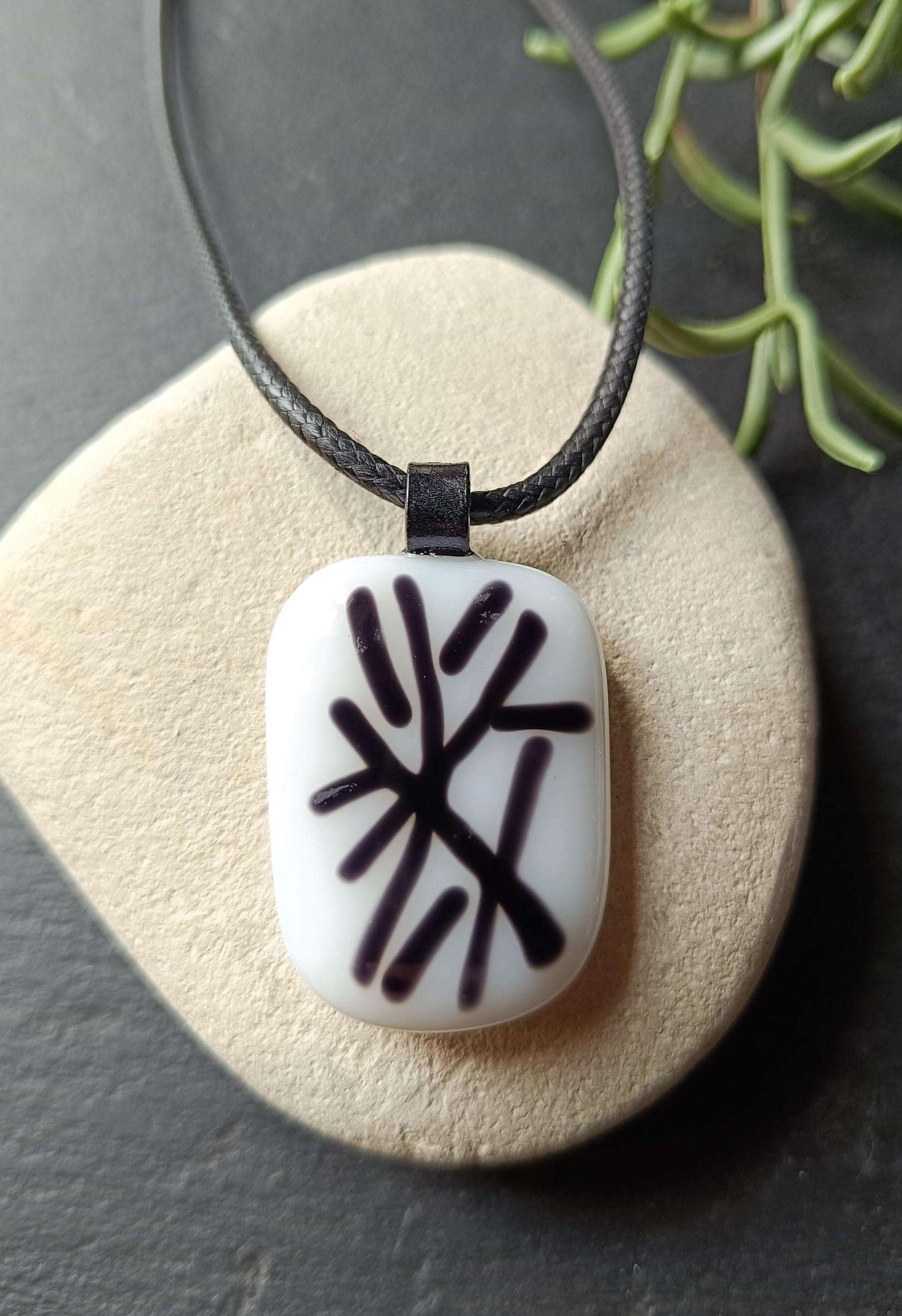 black and white pendant with cord