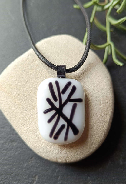 black and white pendant with cord