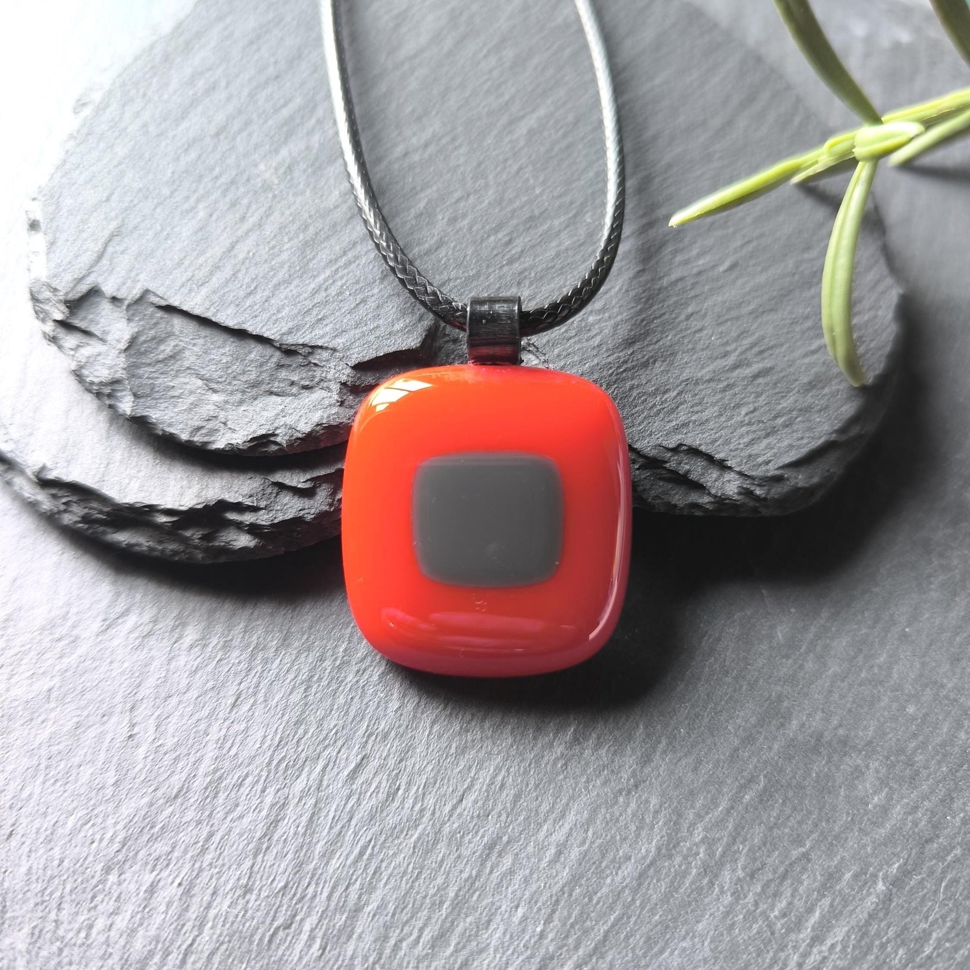 Handcrafted Red Funky Glass Pendant Necklace - Unique Gender Neutral Statement Jewellery - Letterbox Gift - Best gift for her