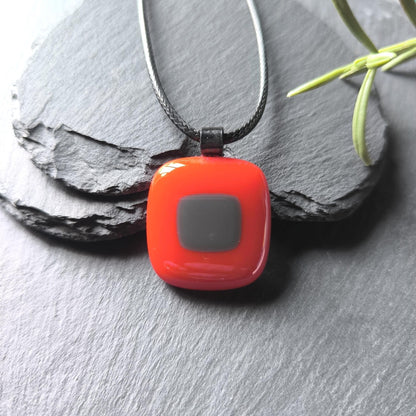 Handcrafted Red Funky Glass Pendant Necklace - Unique Gender Neutral Statement Jewellery - Letterbox Gift - Best gift for her