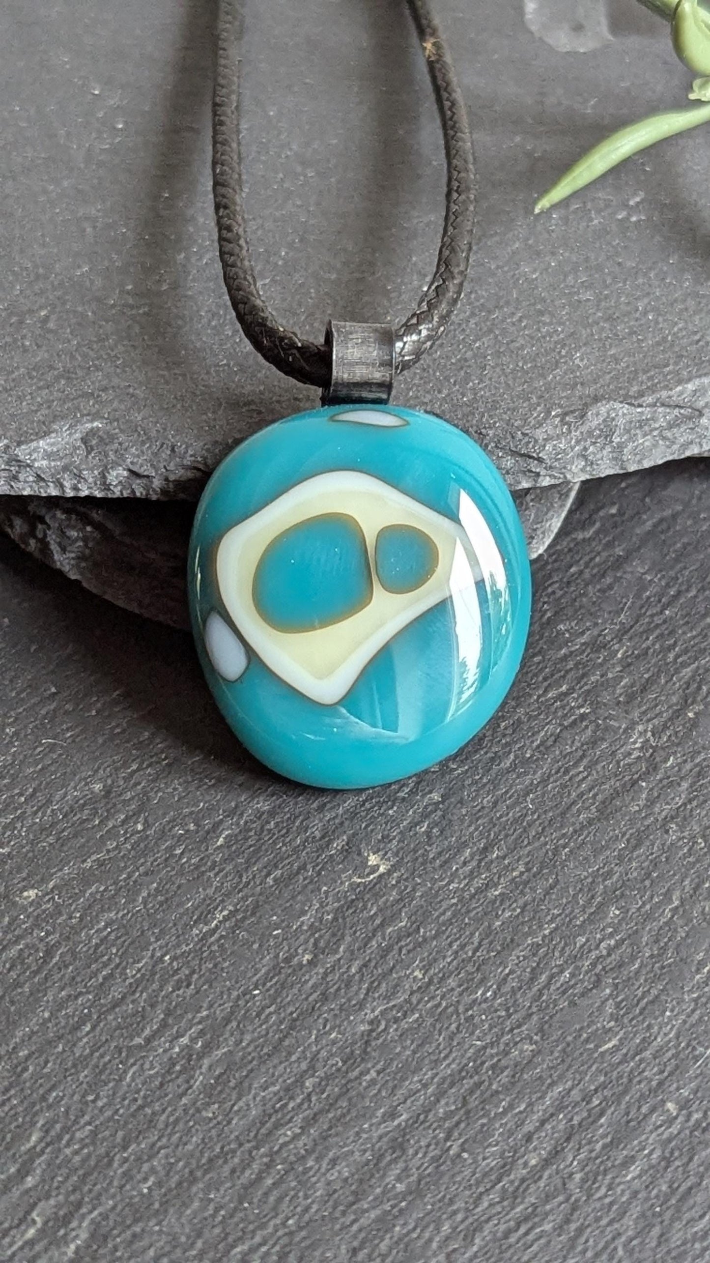 Fused glass abstract design pendant necklace, ideal birthday gift, unique artisan jewellery, gift for male or female - BlixxiCreations