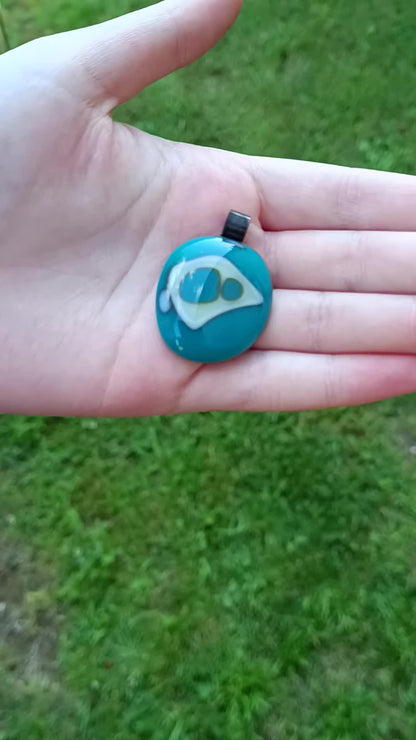 Fused glass abstract design pendant necklace, ideal birthday gift, unique artisan jewellery, gift for male or female - BlixxiCreations