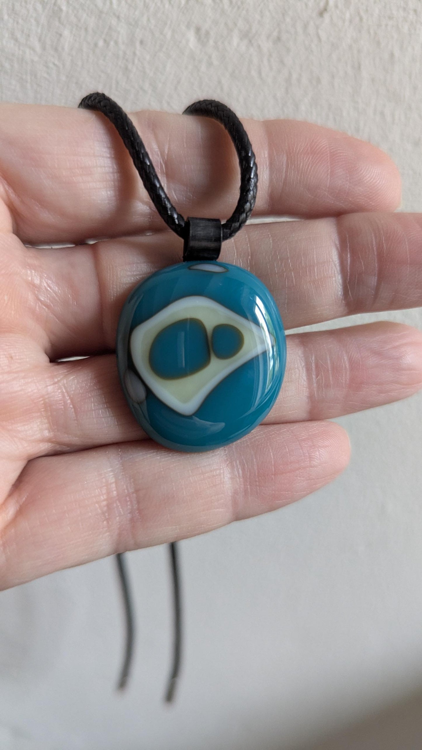 Fused glass abstract design pendant necklace, ideal birthday gift, unique artisan jewellery, gift for male or female - BlixxiCreations