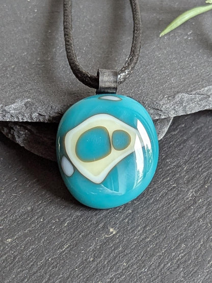 Fused glass abstract design pendant necklace, ideal birthday gift, unique artisan jewellery, gift for male or female - BlixxiCreations